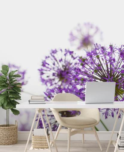 Papel pintado de flores de allium púrpura