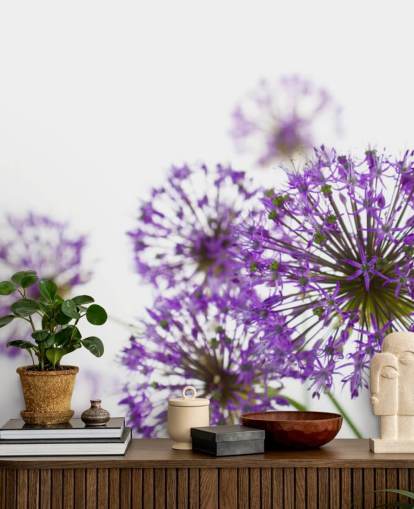 Papel pintado de flores de allium púrpura