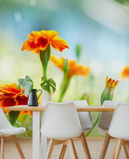 Orange Blumen-Tapete Orange Blumen-Tapete