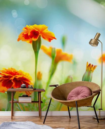 Papier Peint Fleur Orange