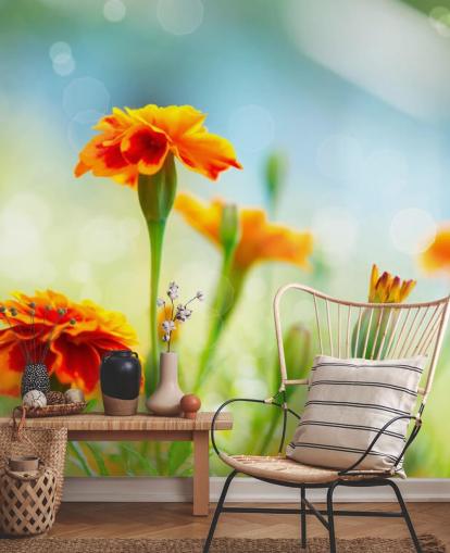 Papel Pintado Flor Naranja Papel Pintado Flor Naranja