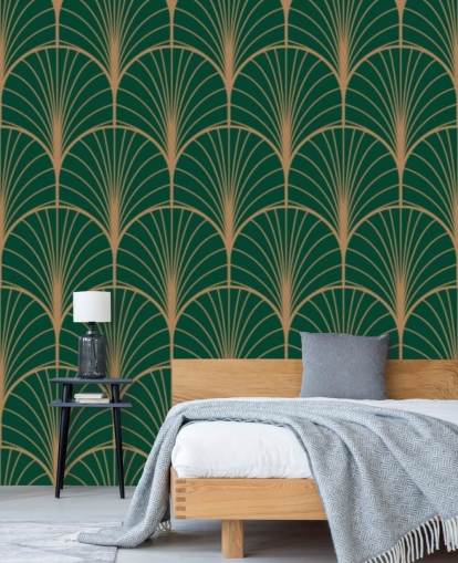 Smaragdgrüne Art-Deco-Tapete