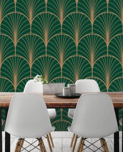 Emerald Green Art Deco Wallpaper