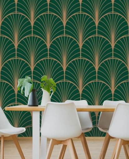 Papel de parede Art Deco verde esmeralda