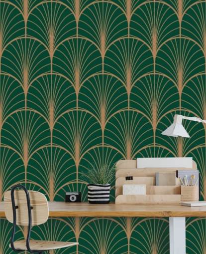 Smaragdgrøn Art Deco tapet