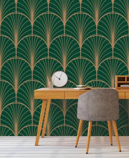 Smaragdgrøn Art Deco tapet