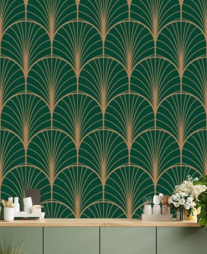 Smaragdgrön Art Deco Bakgrund Smaragdgrön Art Deco Bakgrund