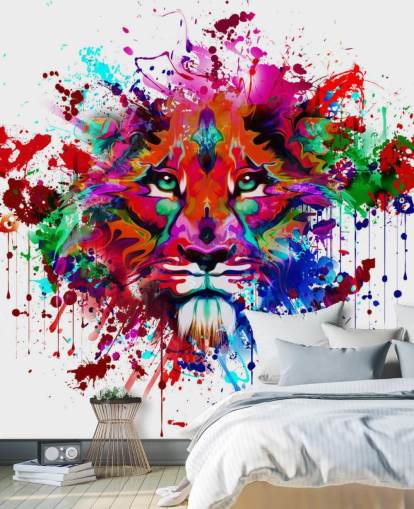mural colorido de papel de parede de grafite personalizável chamado Lion Graffiti para quartos e escritórios domésticos mural colorido de papel de parede de grafite personalizável chamado Lion Graffiti para quartos e escritórios domésticos