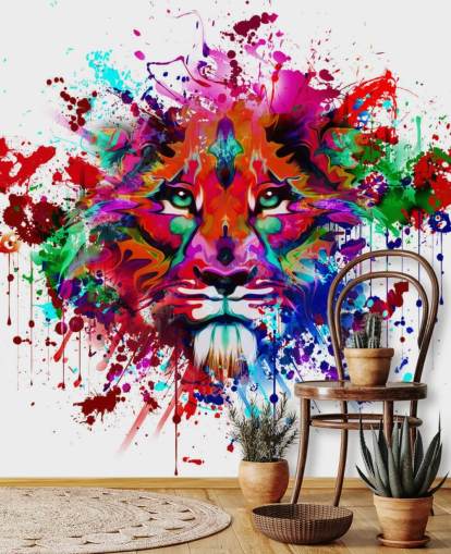 colorido mural de papel pintado de graffiti personalizable llamado Lion Graffiti para dormitorios y oficinas en casa colorido mural de papel pintado de graffiti personalizable llamado Lion Graffiti para dormitorios y oficinas en casa