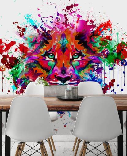 colorido mural de papel pintado de graffiti personalizable llamado Lion Graffiti para dormitorios y oficinas en casa