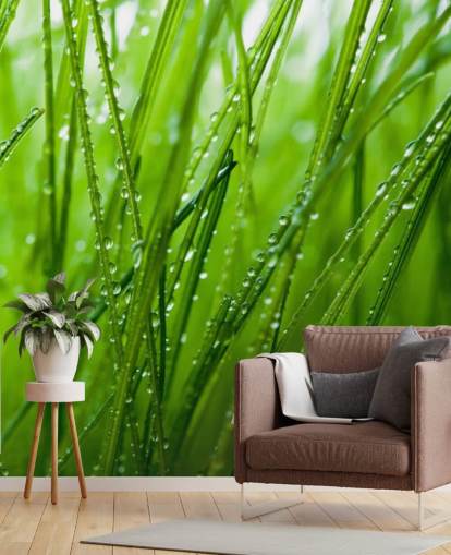 Dugg Dekket Nærbilde av Grass Mural