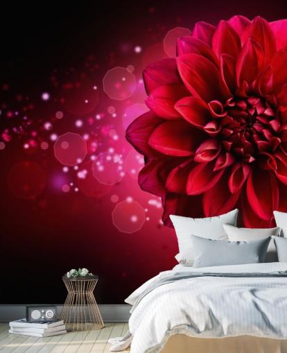 Papel de parede de flor de dália vermelha grande