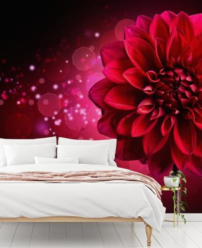 Grande carta da parati con fiori di dalia rossa