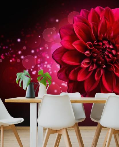 Grande carta da parati con fiori di dalia rossa