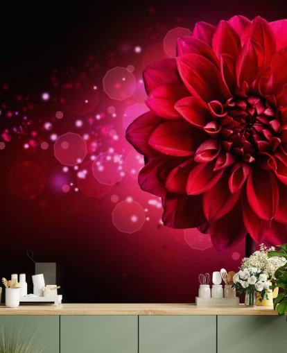 Big Red Dahlia Flower Wallpaper