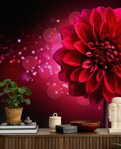 Grande carta da parati con fiori di dalia rossa