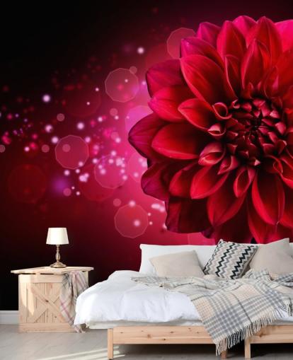 Grande carta da parati con fiori di dalia rossa