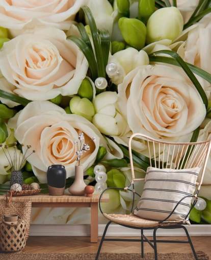 Papier Peint Fresque Bouquet de Mariage Rose Blanche Papier Peint Fresque Bouquet de Mariage Rose Blanche