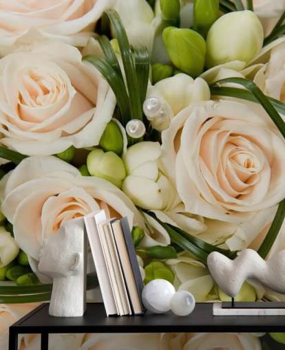 Papier Peint Fresque Bouquet de Mariage Rose Blanche