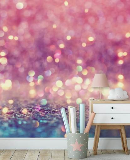 Abstrakt skinnende lys og glitter vægmaleri 