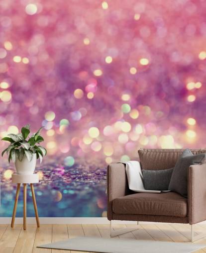 Abstrakt glänsande ljus och glitter väggmålning 