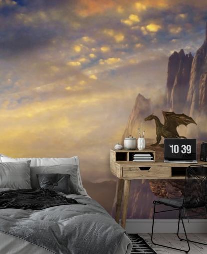 dragon on cliff wallpaper