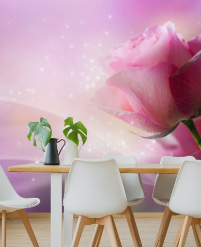 Papel pintado de flores rosas