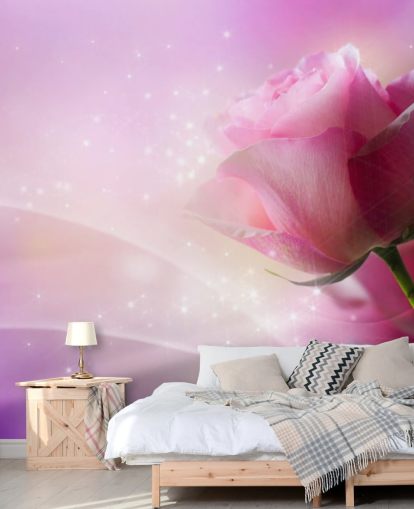 Papel pintado de flores rosas