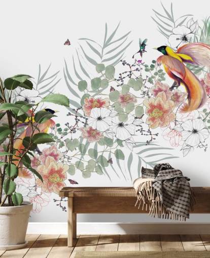 Bird of Paradise vægmaleri af Kelly Kratzing