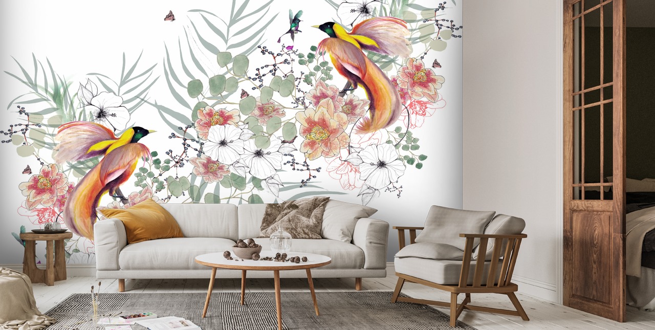 Bird of Paradise Wall Mural by Kelly Kratzing | Wallsauce UK
