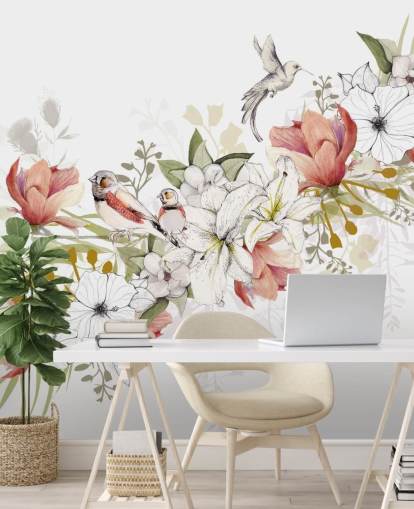 Mural Pájaro amoroso pinzón de Kelly Kratzing