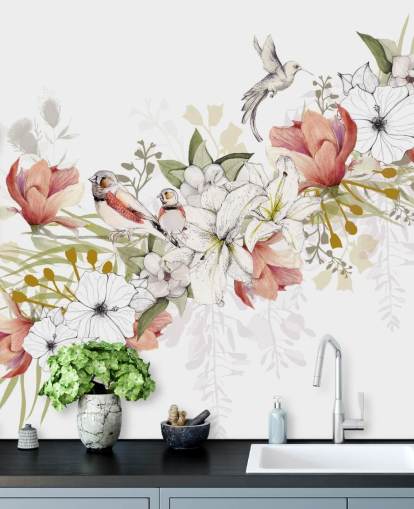 Finch Love Bird Muurschildering van Kelly Kratzing