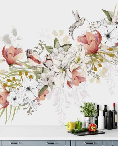 Finch Love Bird Muurschildering van Kelly Kratzing Finch Love Bird Muurschildering van Kelly Kratzing