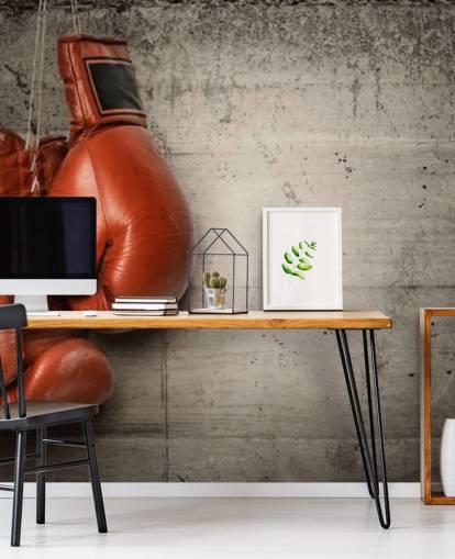 red and gray boxing wallpaper mural called Boxing Gloves for teen bedrooms and gyms