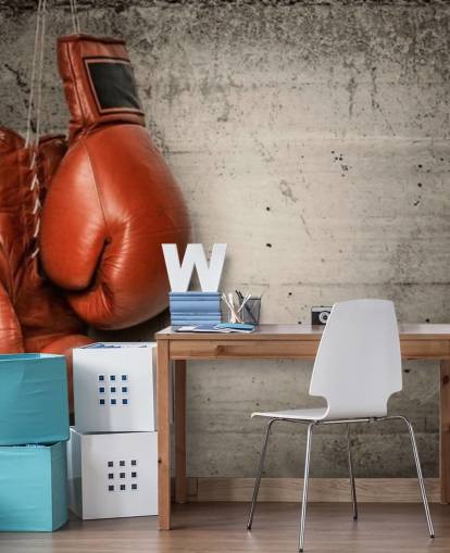 papier peint mural de boxe rouge et gris appelé Boxing Gloves pour chambres d'adolescents et gymnases