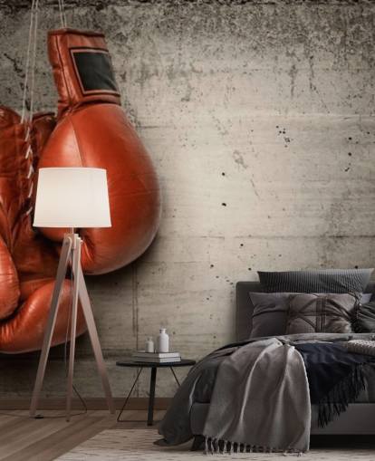 papier peint mural de boxe rouge et gris appelé Boxing Gloves pour chambres d'adolescents et gymnases