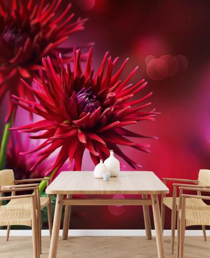 Décoration murale fleur de dahlia rose foncé