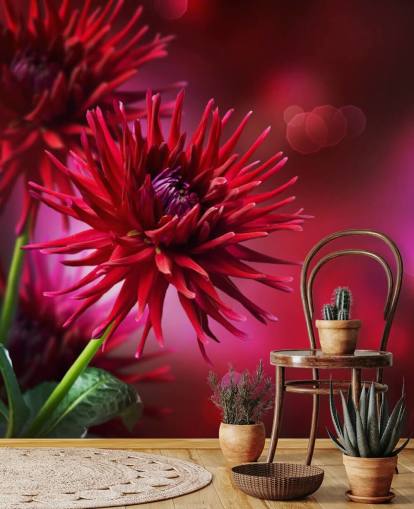 Dunkelrosa Dahlien-Blume Wandgemälde