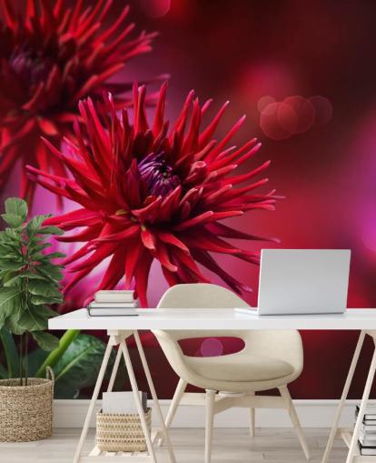 Décoration murale fleur de dahlia rose foncé