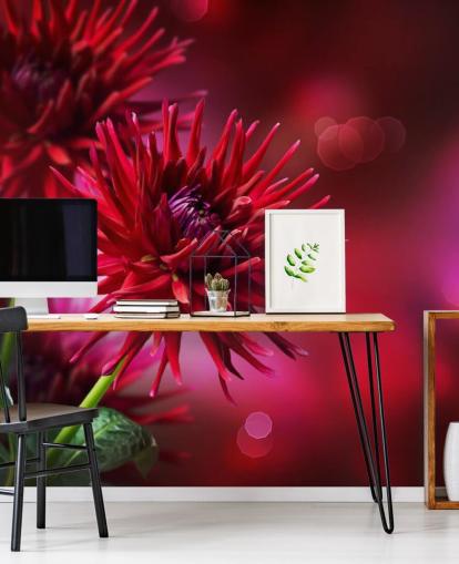 Mörkrosa Dahlia Blomma Väggmålning Mörkrosa Dahlia Blomma Väggmålning