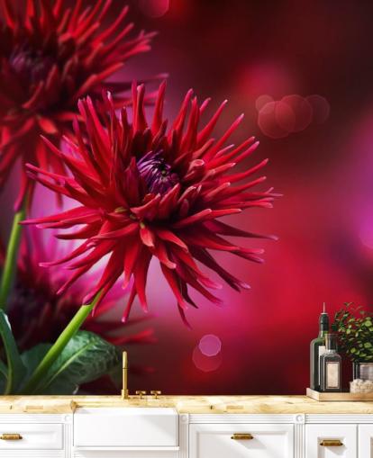 Mørk Pink Dahlia Flower Vægmaleri