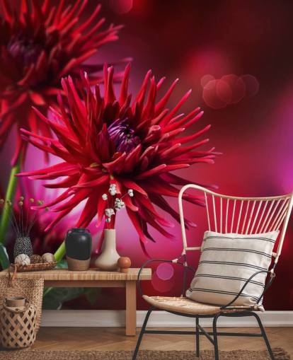 Dunkelrosa Dahlien-Blume Wandgemälde