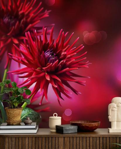 Mørk Pink Dahlia Flower Vægmaleri