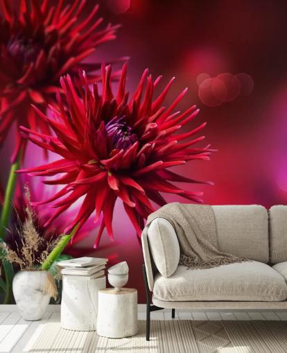 Mörkrosa Dahlia Blomma Väggmålning Mörkrosa Dahlia Blomma Väggmålning