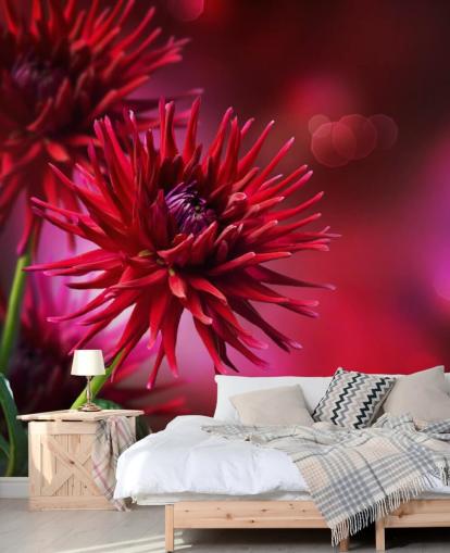 Donkerroze Dahlia Flower Muurschildering