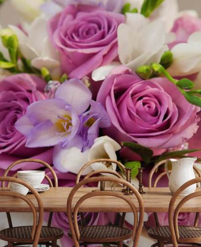 Purple Rose Bouquet Wall Mural