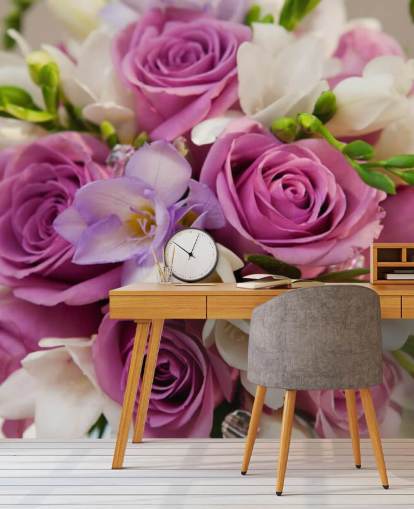 Purple Rose Bouquet Wall Mural