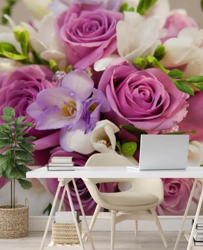 Purple Rose Bouquet Wall Mural