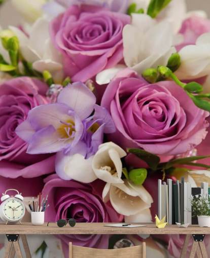 Purple Rose Bouquet Wall Mural Purple Rose Bouquet Wall Mural