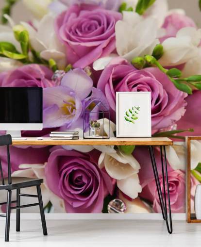 Purple Rose Bouquet Wall Mural